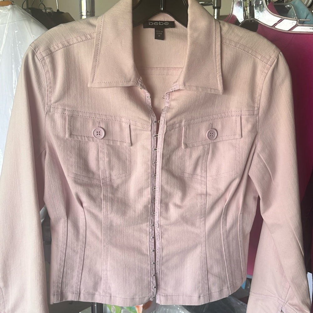 Bebe baby pink denim jacket